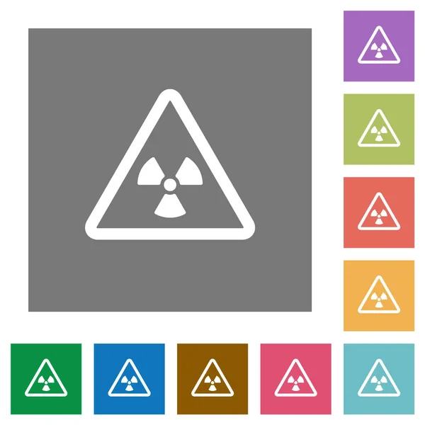 核警告正方形フラットアイコン — ストックベクタ