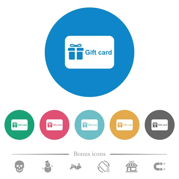 Carte cadeau avec texte plat icônes rondes — Image vectorielle