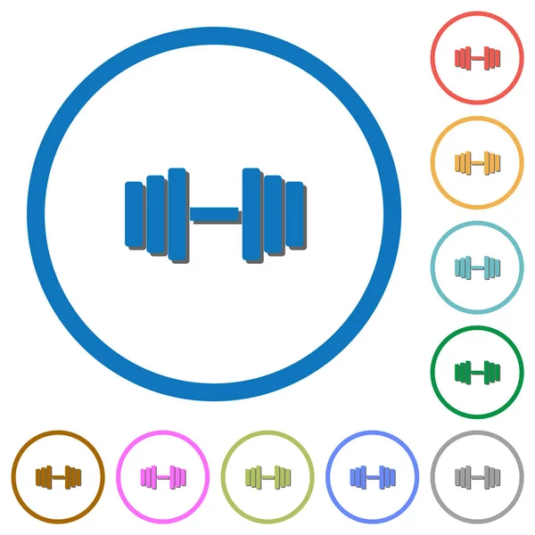 Iconos de gimnasio con sombras y contornos — Vector de stock