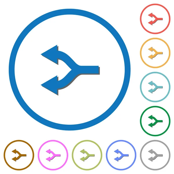 Bölünmüş oklar gölgeler ve anahatlar ile simgeleri sol