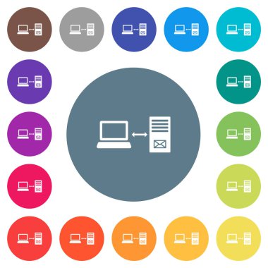 Yuvarlak renk arkaplanındaki posta sunucusuna tek bağlantı