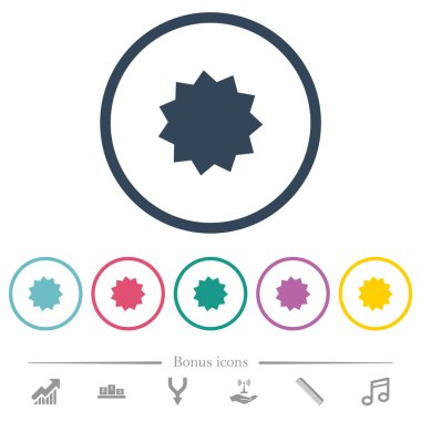 Yuvarlak anahatlarda sertifika etiketi düz renk simgeleri