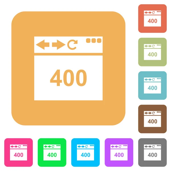 Browser 400 Bad Richiesta icone quadrate piatte arrotondate — Vettoriale Stock