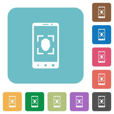 Mobil yüz algılama yuvarlak kare düz simgeler