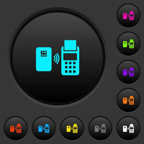 非接触式支付暗按钮，带颜色图标 — 图库矢量图片