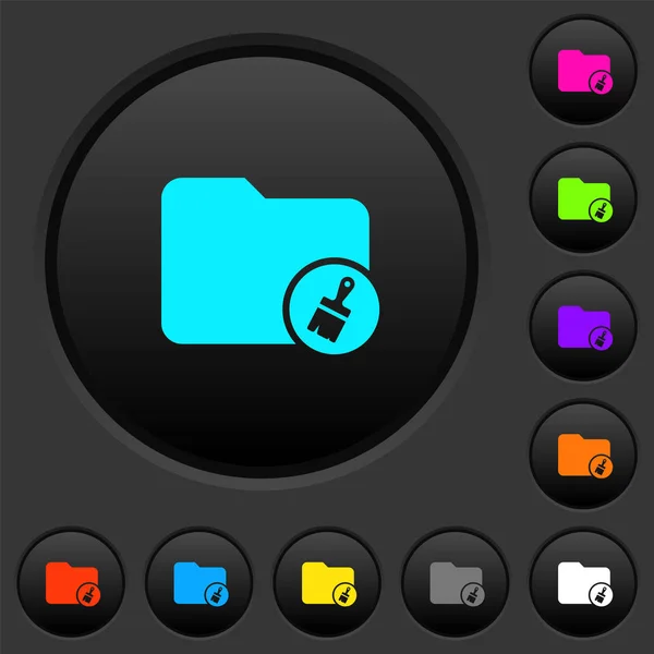 Directorio pegar botones oscuros con iconos de color — Vector de stock
