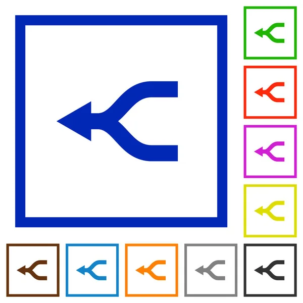 Fusionner les flèches des icônes encadrées plates gauche — Image vectorielle