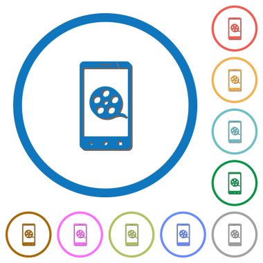 Gölgeler ve anahatlar içeren mobil film simgeleri