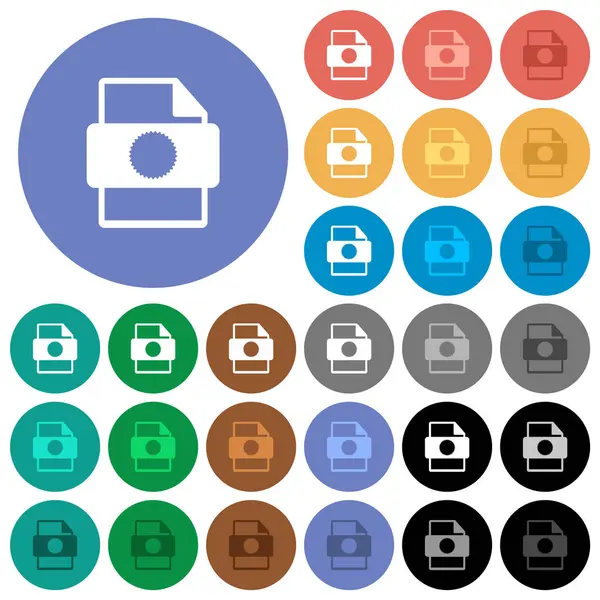 Fichier de certificat rond plat multi icônes colorées — Image vectorielle