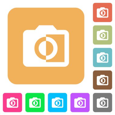 Tek renkli fotoğraflar yuvarlak kare düz simgeler