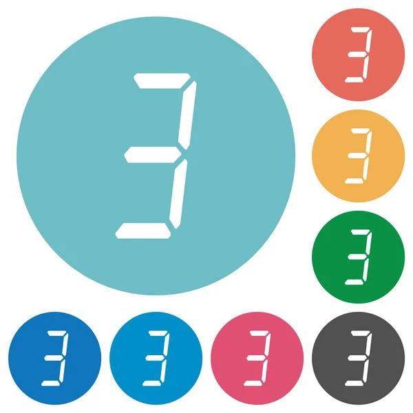 7 개의 세그먼트 유형 플랫 라운드 아이콘의 디지털 번호 3 — 스톡 벡터