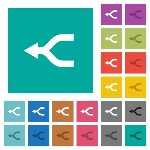 Fusionner les flèches gauche carré plat multicolore icônes — Image vectorielle