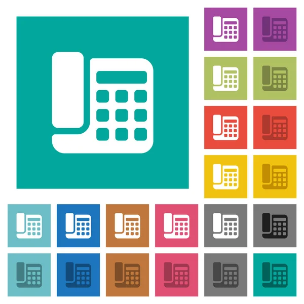 Büro Telefon quadratisch flach mehrfarbige Symbole — Stockvektor