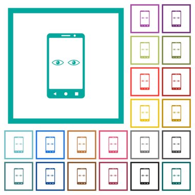 Quadrant çerçeveleri ile Mobil iris tarayıcı düz renk simgeleri