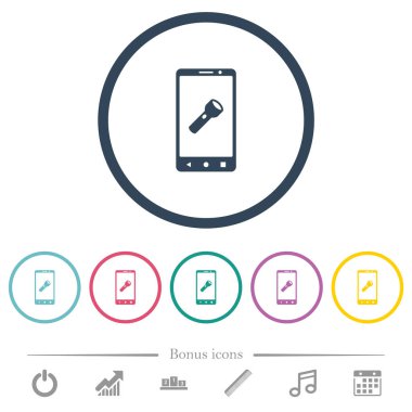 Yuvarlak anahatlarda mobil el feneri düz renk simgeleri