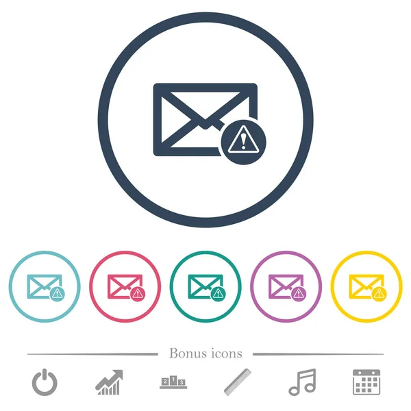 Iconos de color plano de advertencia por correo en contornos redondos — Vector de stock