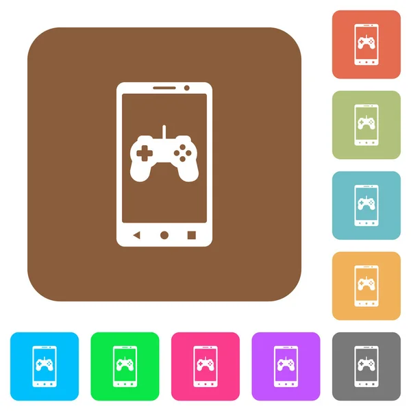 Juegos móviles redondeados cuadrados iconos planos — Vector de stock