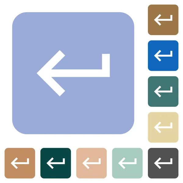 Teclado retorno redondeado iconos planos cuadrados — Vector de stock