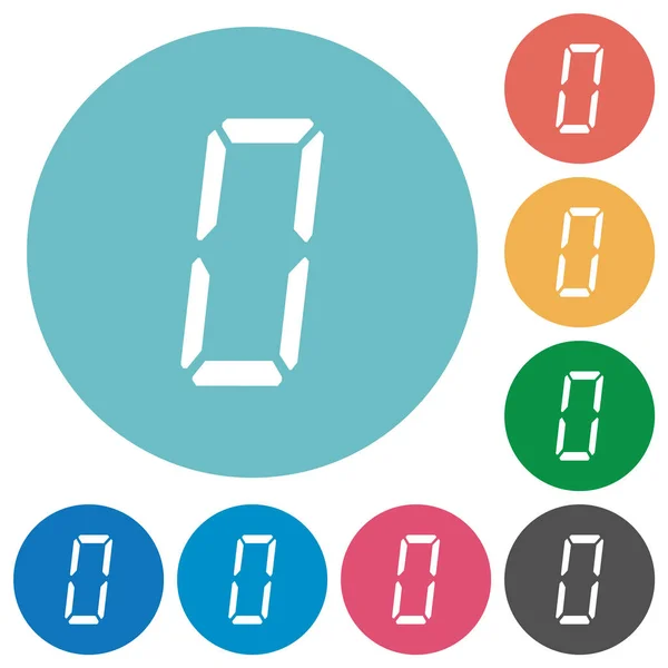 Cyfrowy numer zero z siedmiu segmentów typu płaskiego okrągłe ikony — Wektor stockowy
