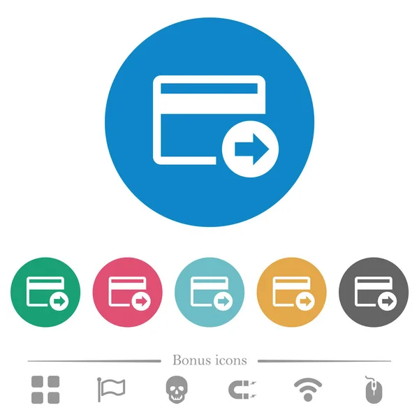 Envoyer de l'argent avec carte de crédit Icônes rondes plates — Image vectorielle