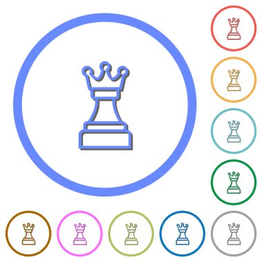 Gölgeler ve anahatlar ile beyaz satranç kraliçesi simgeleri