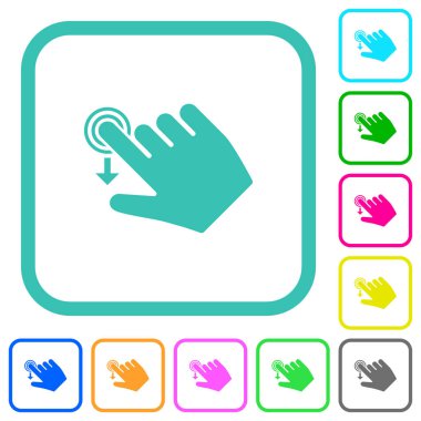 Sağ el slayt aşağı jest canlı renkli düz simgeler