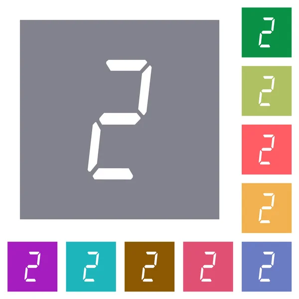 7 세그먼트 유형 사각형 플랫 아이콘의 디지털 번호 2 — 스톡 벡터