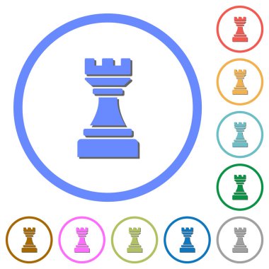 Gölgeler ve anahatlar ile siyah satranç kale simgeleri