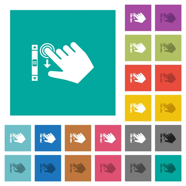 Right handed scroll down gesture square flat multi colored icons — Stock Vector