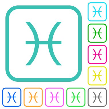 Balık Zodyak sembolü canlı renkli düz simgeler