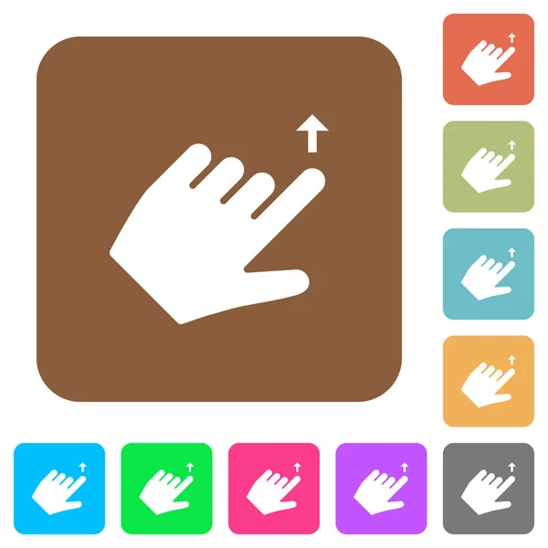 Left handed move up gesture rounded square flat icons — Stock Vector