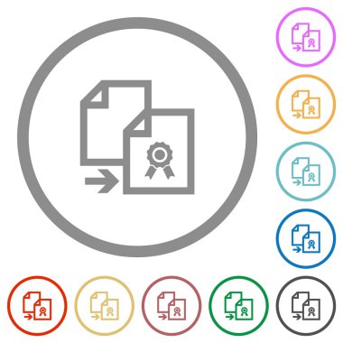 Sertifika düz simgeleri anahatlar ile Kopyala