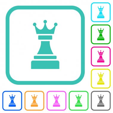 Siyah satranç kraliçesi canlı renkli düz simgeler