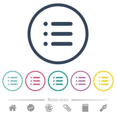 Yuvarlak anahatlarda sıralanmamış liste düz renk simgeleri