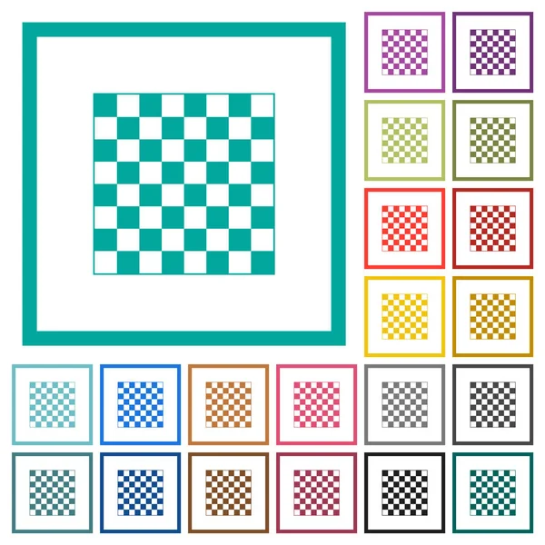 Placa de xadrez ícones de cor plana com quadros quadrantes — Vetor de Stock