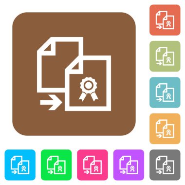 Sertifika yuvarlanmış kare düz simgeleri kopyalama