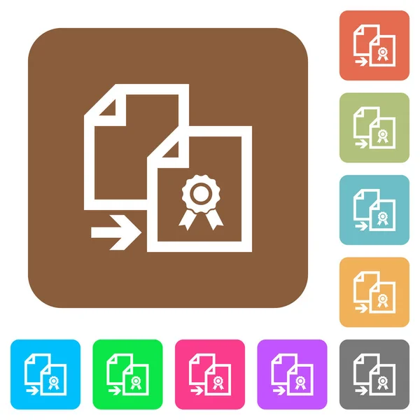 Copiar certificado arredondado ícones planos quadrados —  Vetores de Stock