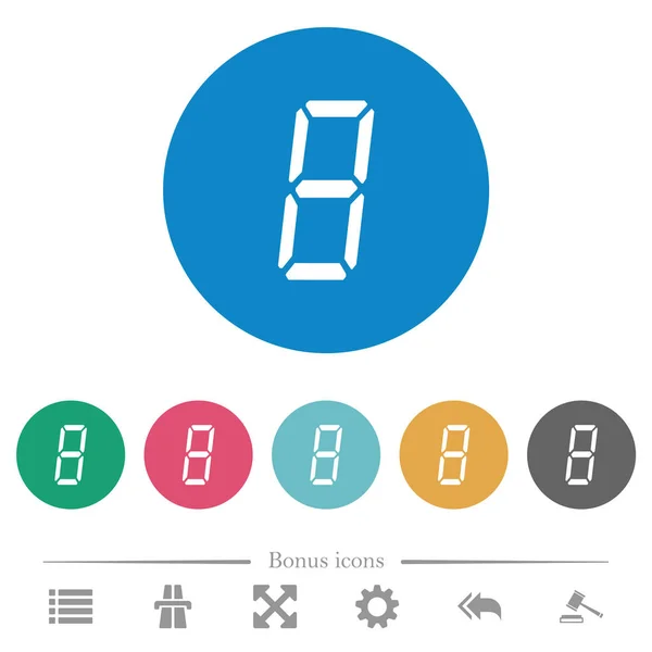 Cyfrowy numer osiem z siedmiu segmentów typu płaskie okrągłe ikony — Wektor stockowy