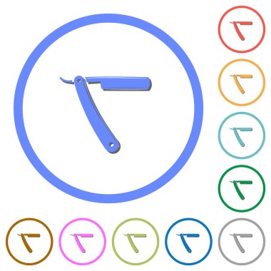 Gölgeler ve anahatlar ile düz jilet simgeleri