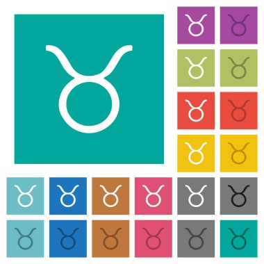 Boğa burcu sembolü kare düz çok renkli simgeler