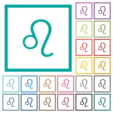 Çeyrek çerçeveli Aslan burcu sembolü düz renk simgeleri