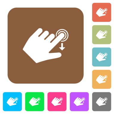 Sol el slayt aşağı jest yuvarlak kare düz simgeler