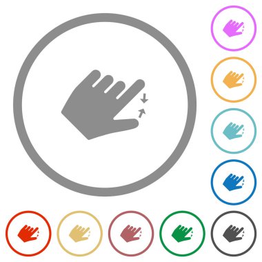 Anahatları ile sol el çimdik yakın jest düz simgeler