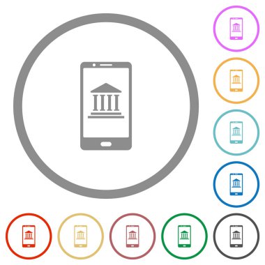 Mobil bankacılık anahatları ile düz simgeler