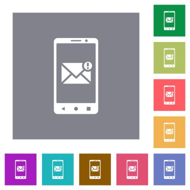 Akıllı telefon gelen mesaj kare düz simgeler
