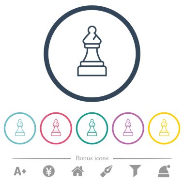 Yuvarlak anahatlarında beyaz satranç piskopos düz renk simgeleri