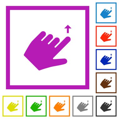 Sol el hareket yukarı hareket eden düz çerçeveli simgeler