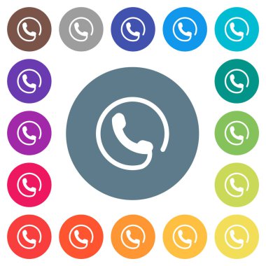 Yuvarlak renk arka planlarda yardım hattı düz beyaz simgeler