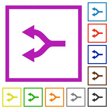 Bölünmüş oklar düz çerçeveli simgeler sol