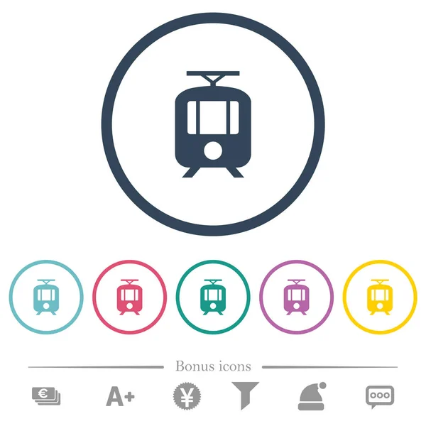 Tranvía iconos de color plano en contornos redondos — Vector de stock